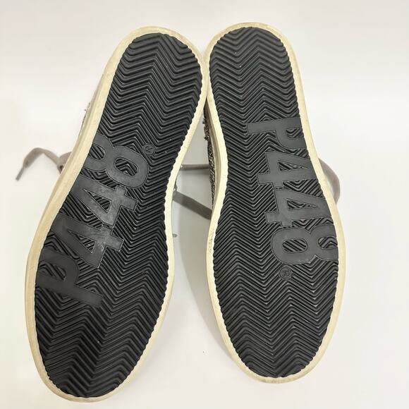 P448 Skate Glitter Sneakers Silver Gray High Top Lace Up - Picture 9 of 9